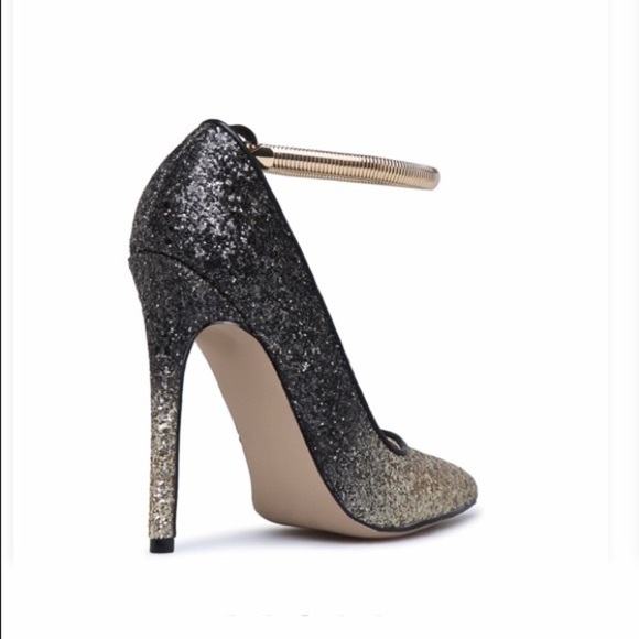 BLACK AND GOLD OMBRÉ GLITTER STILETTO SZ 7.5 NWT - Picture 3 of 5